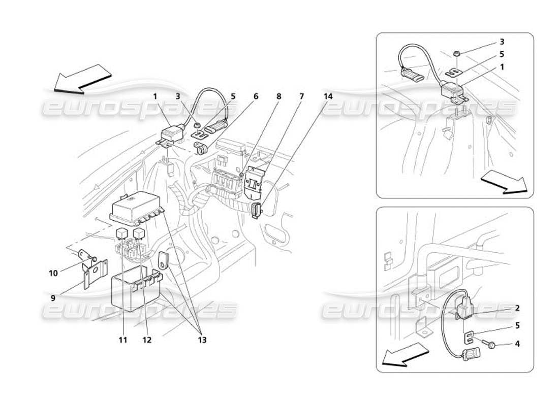 maserati 4200 spyder (2005) engine bonnet sensor and control stations part diagram