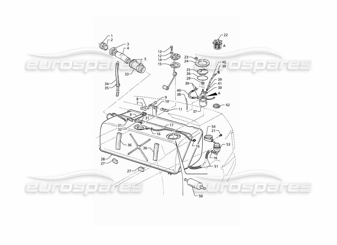 maserati qtp v6 (1996) fuel tank part diagram