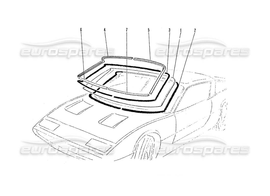 ferrari 365 gtc4 (coachwork) front screen & trims part diagram