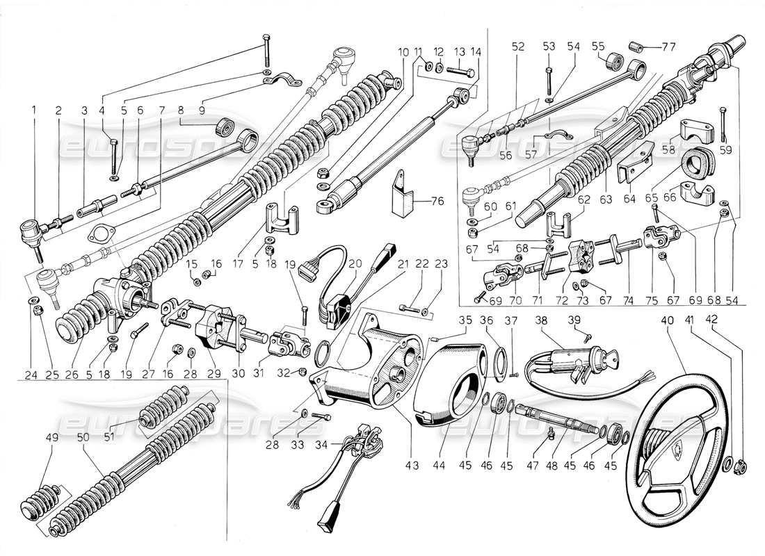 lamborghini jalpa 3.5 (1984) steering parts diagram