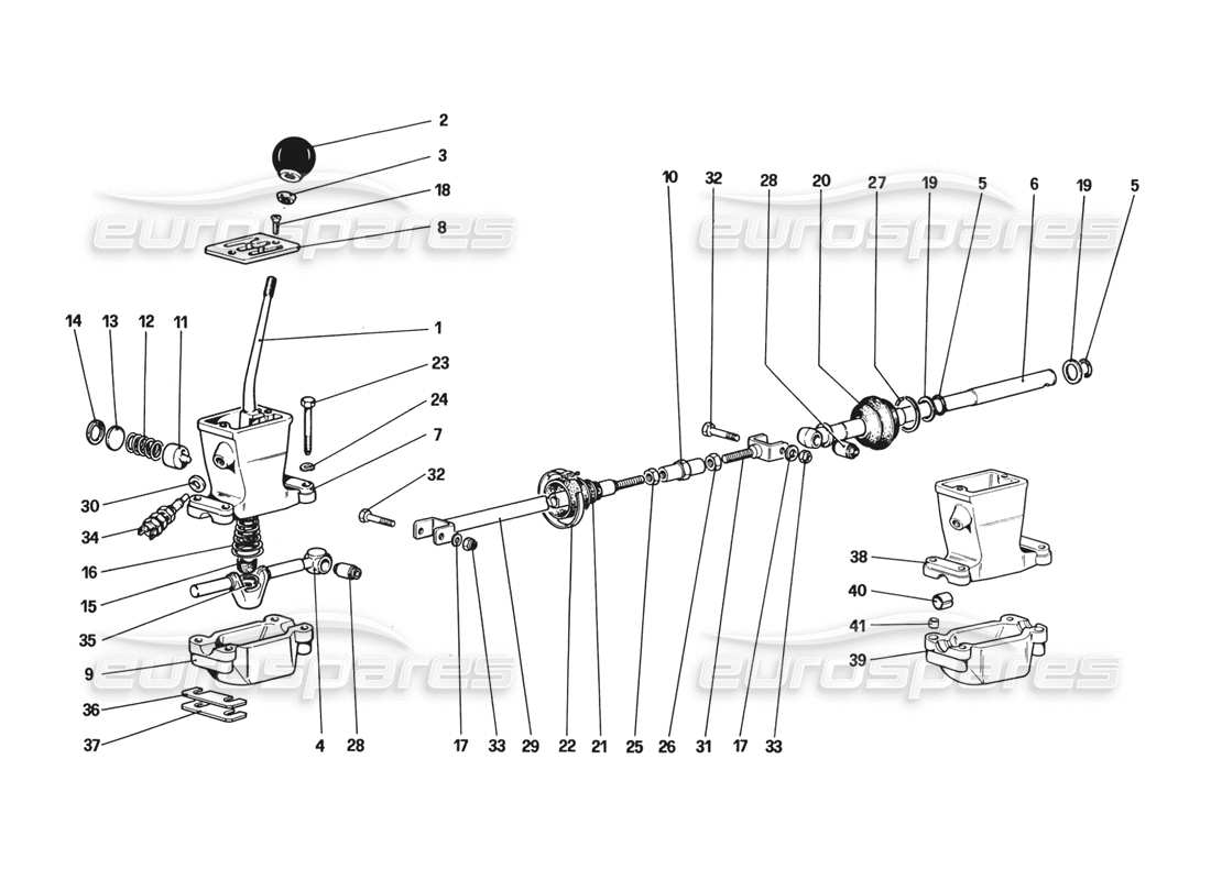 ferrari 328 (1988) outside gearbox controls parts diagram