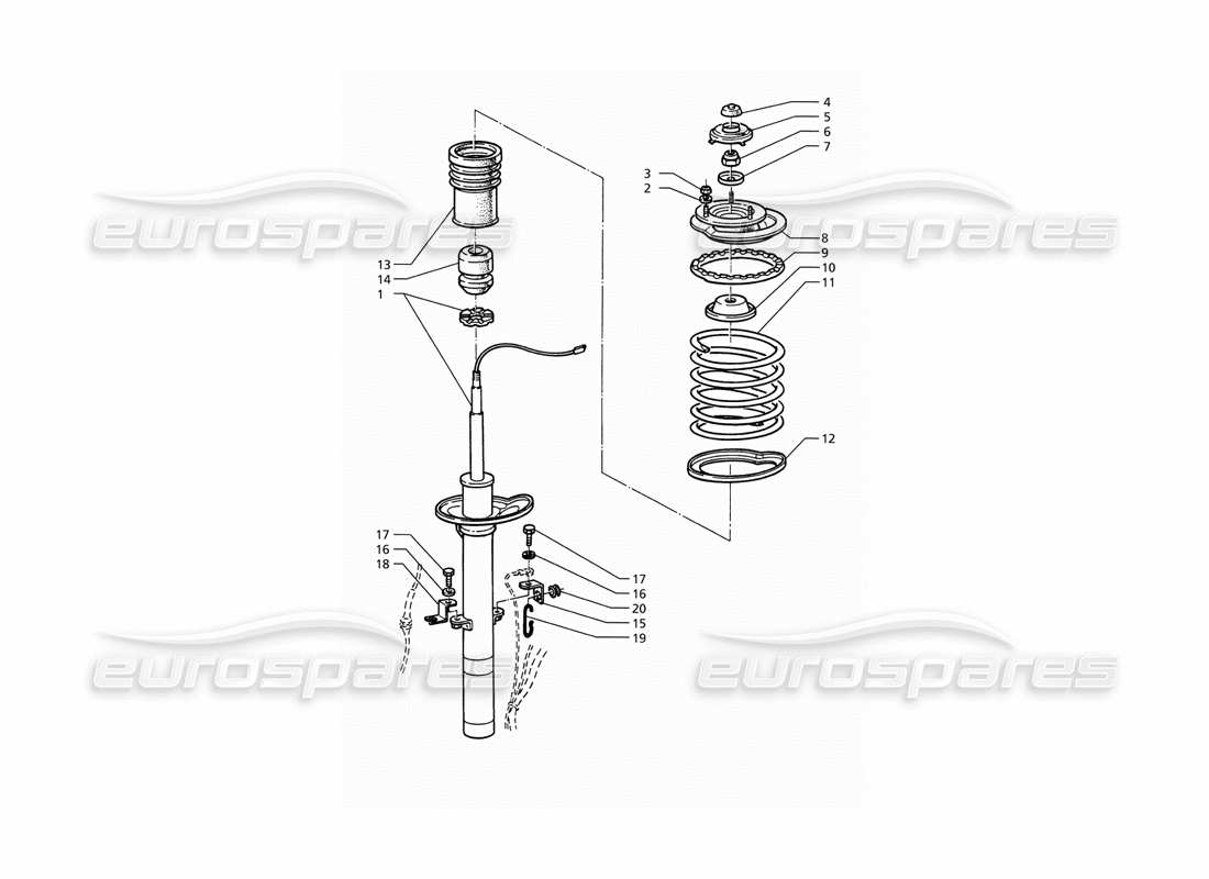 maserati ghibli 2.8 (abs) front shock absorber parts diagram