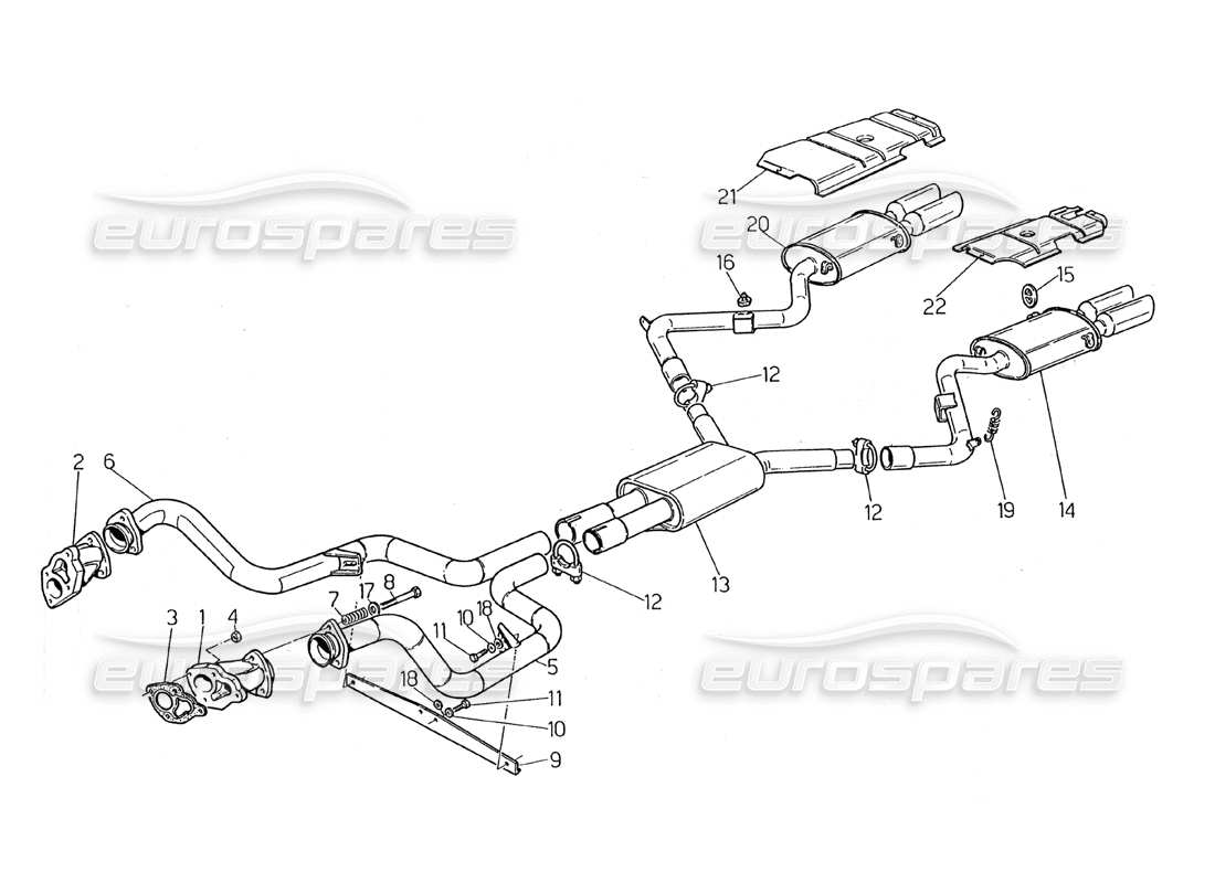 maserati 2.24v exhaust system part diagram