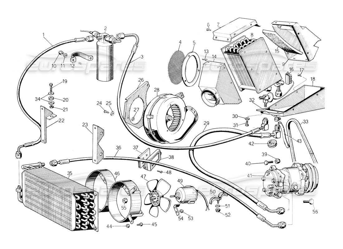 lamborghini countach 5000 qv (1985) air conditioning part diagram