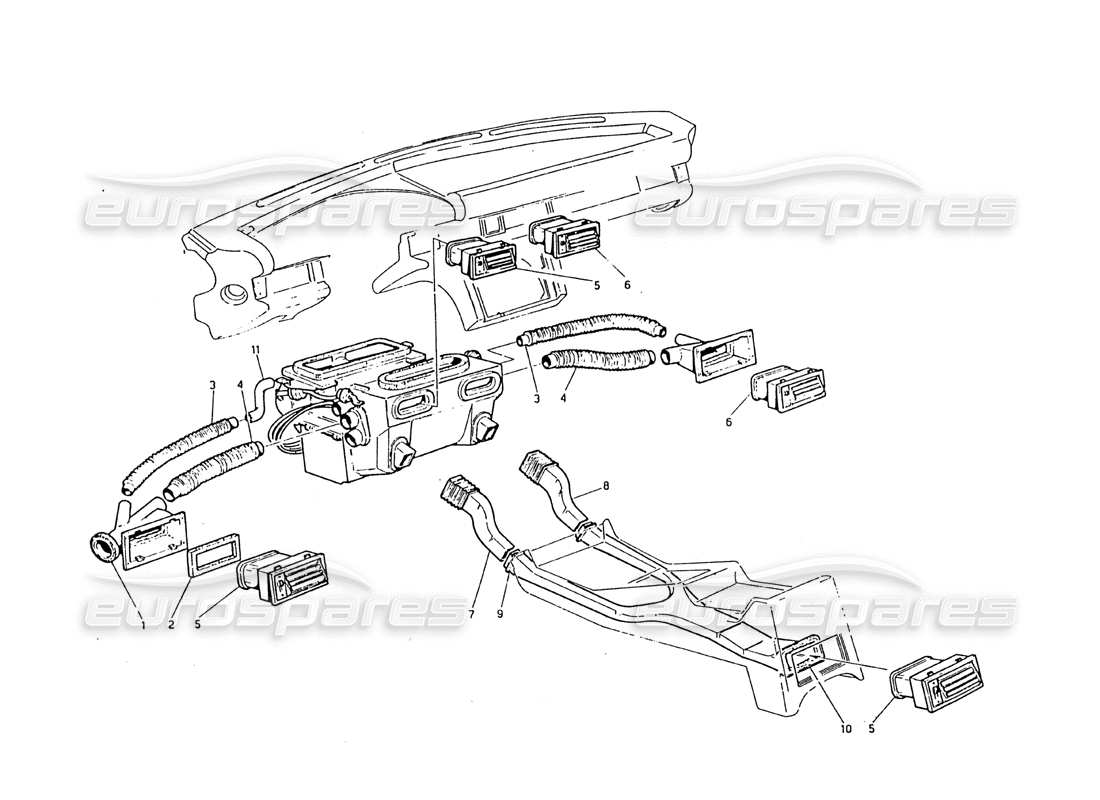 maserati biturbo 2.5 (1984) ventilation part diagram