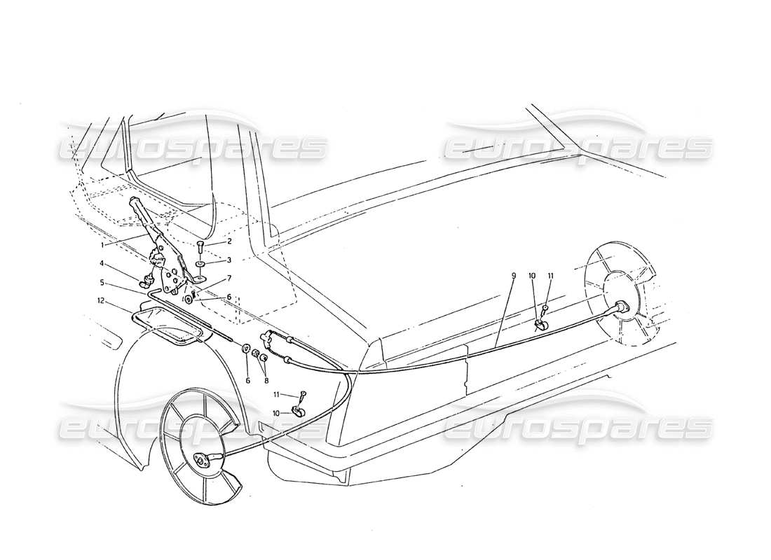 maserati biturbo 2.5 (1984) hand-brake control parts diagram