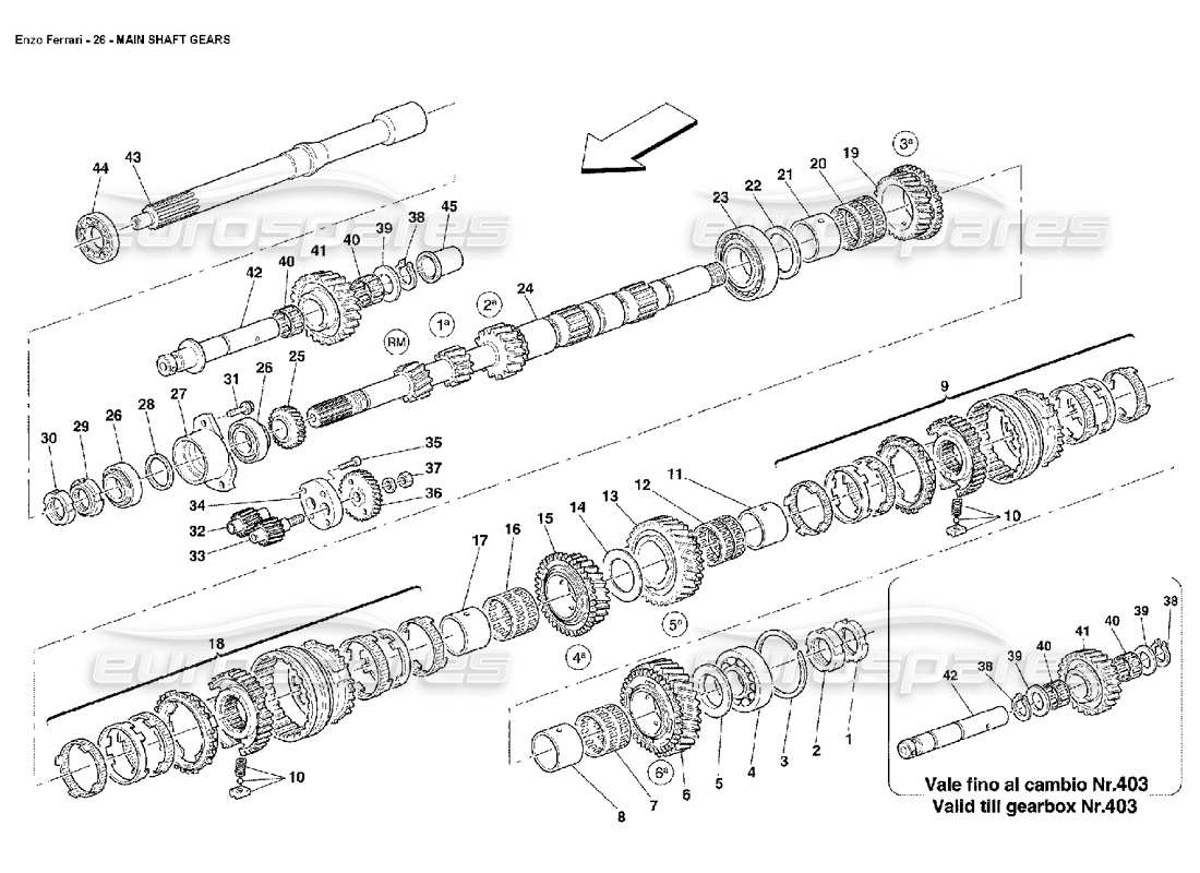 ferrari enzo main shaft gears parts diagram