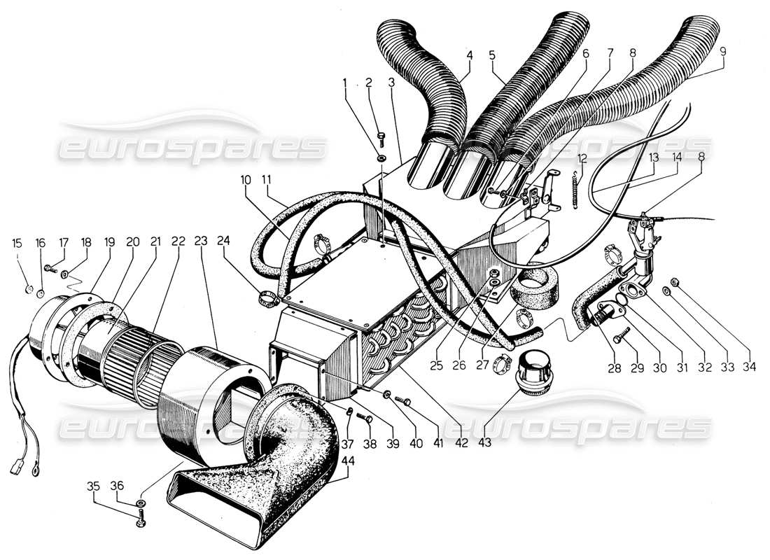 lamborghini urraco p300 heater part diagram