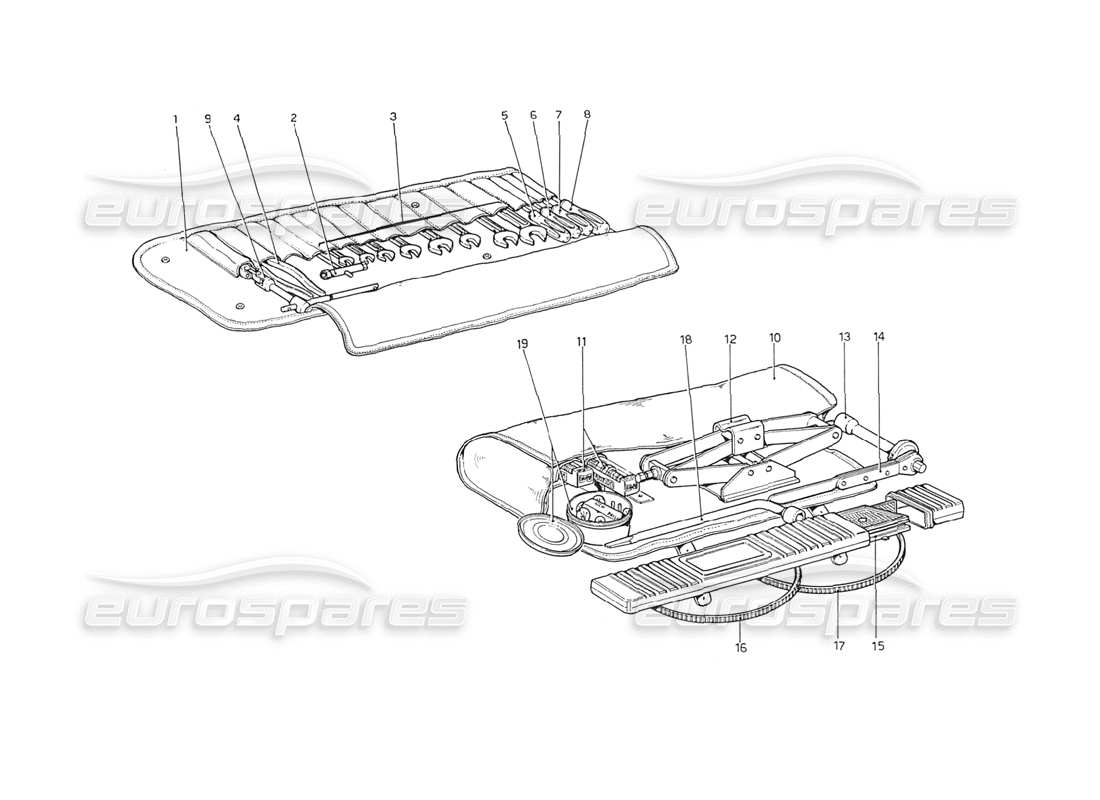 ferrari 208 gt4 dino (1975) tool-kit part diagram