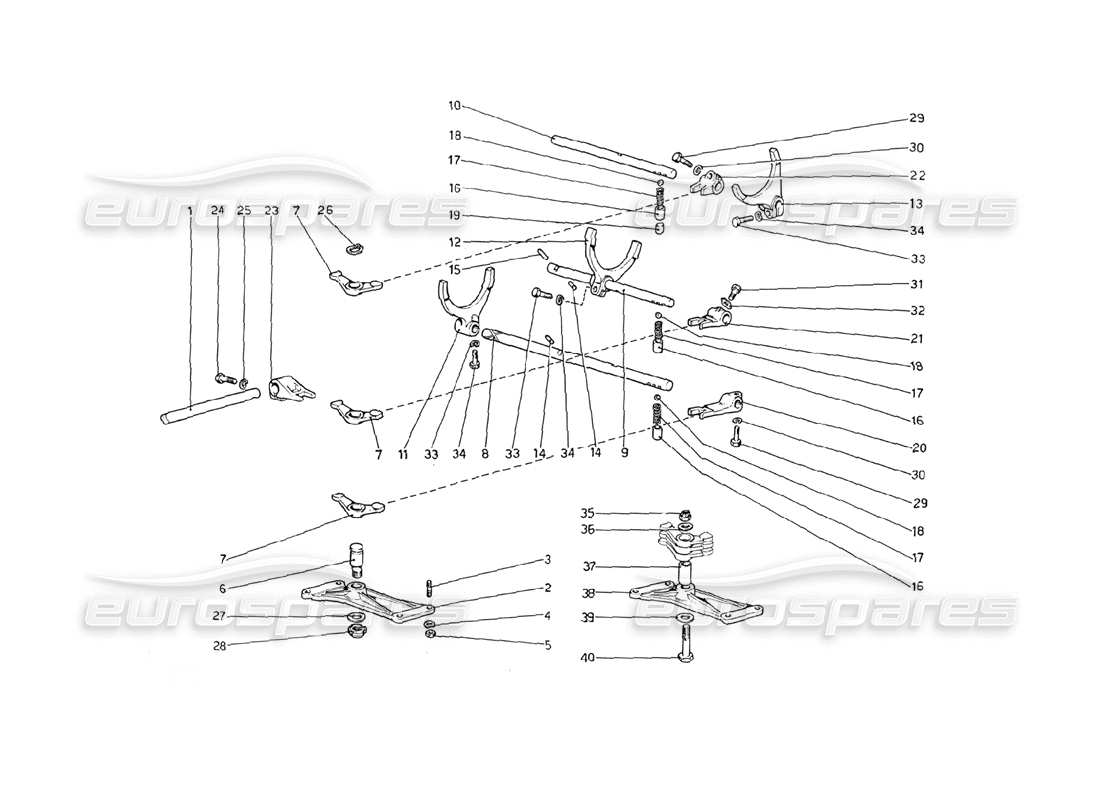 ferrari 208 gt4 dino (1975) inside gearbox controls parts diagram