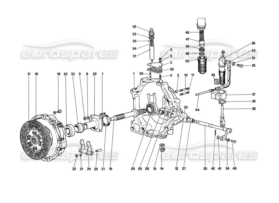 ferrari mondial 3.2 qv (1987) clutch and controls parts diagram