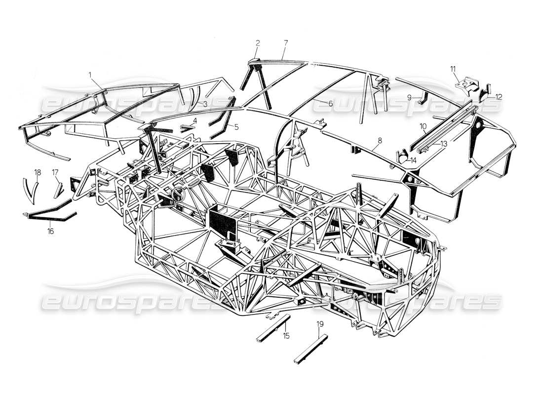 lamborghini countach 5000 qv (1985) chassis parts diagram