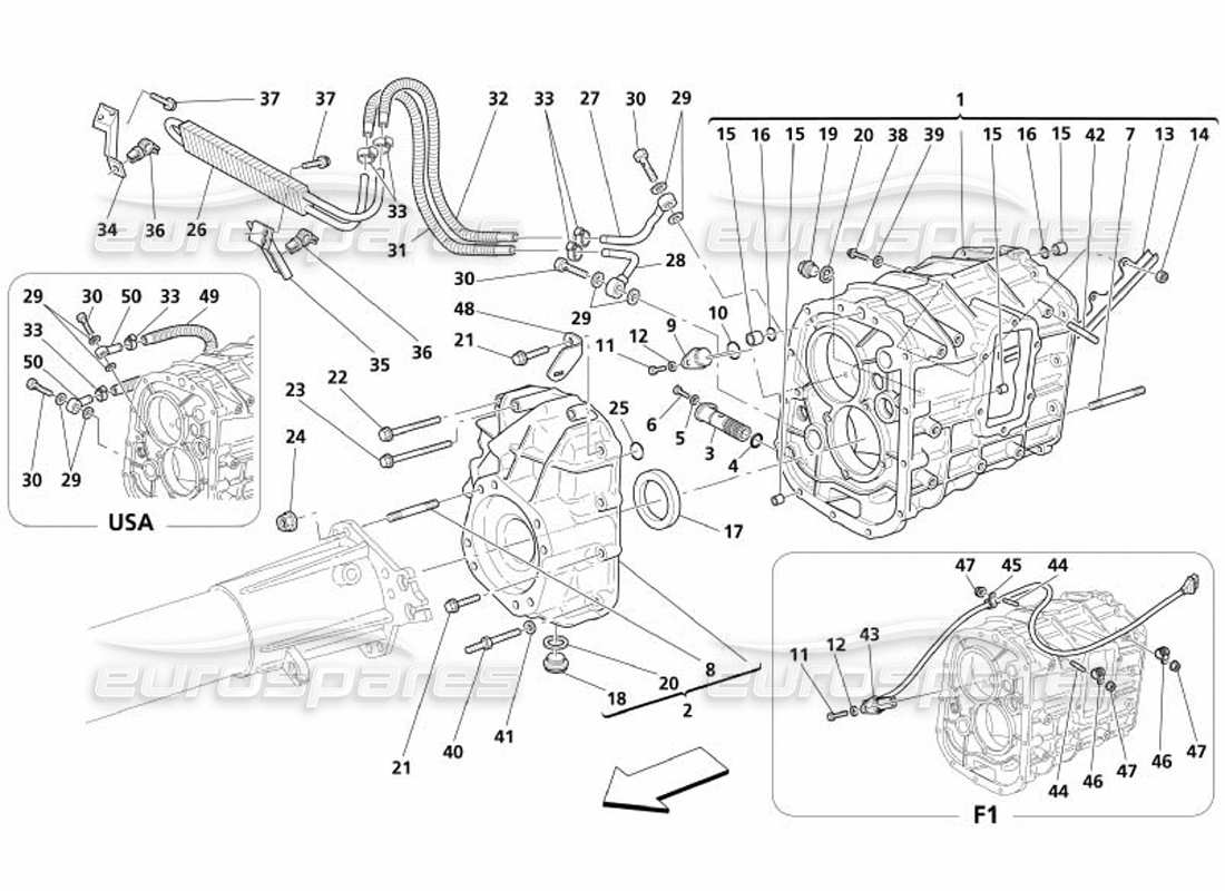 maserati 4200 spyder (2005) gearbox - cover - gearbox oil radiator part diagram