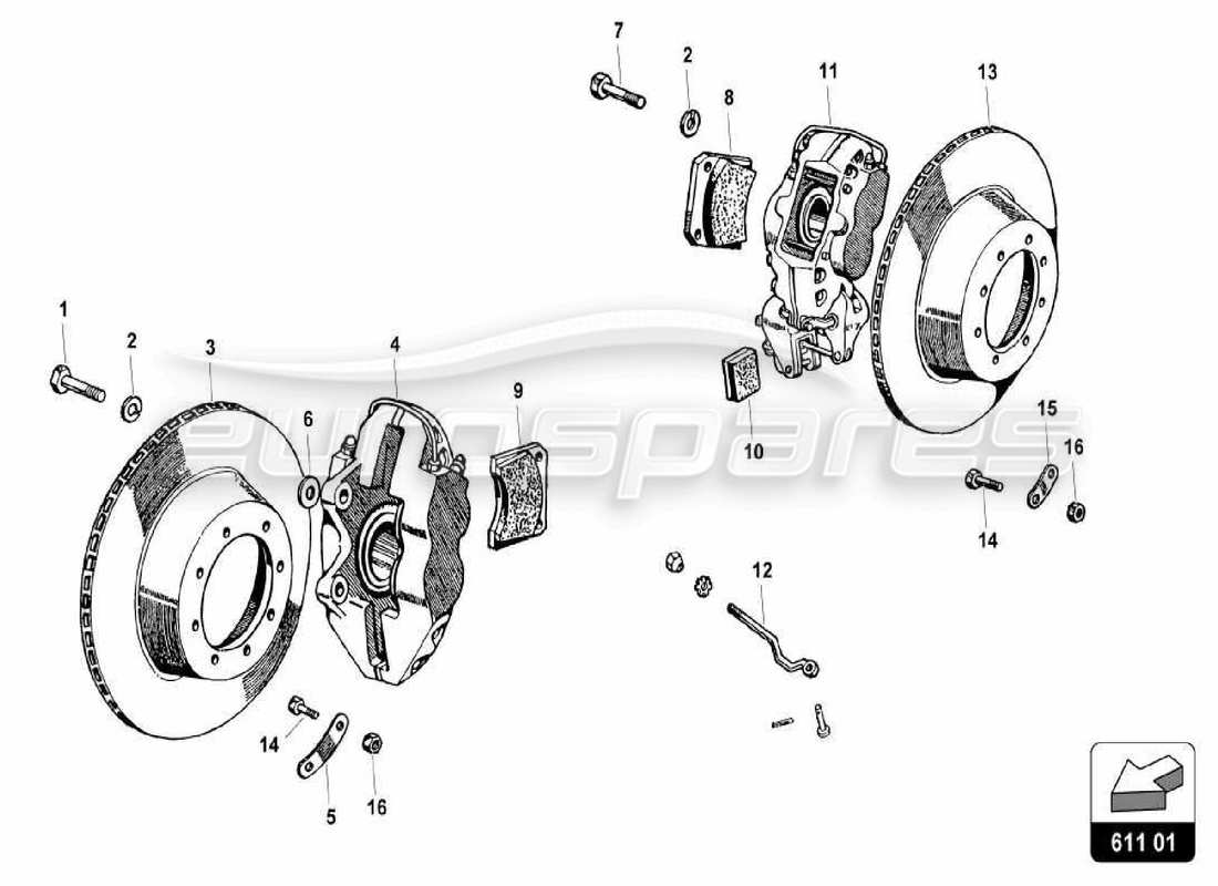 lamborghini miura p400 brake system part diagram