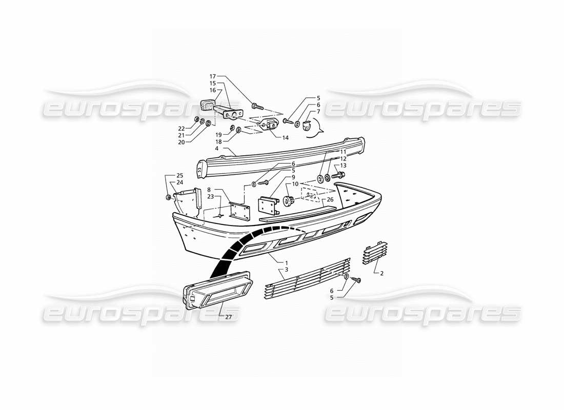 maserati qtp v6 (1996) rear bumper part diagram