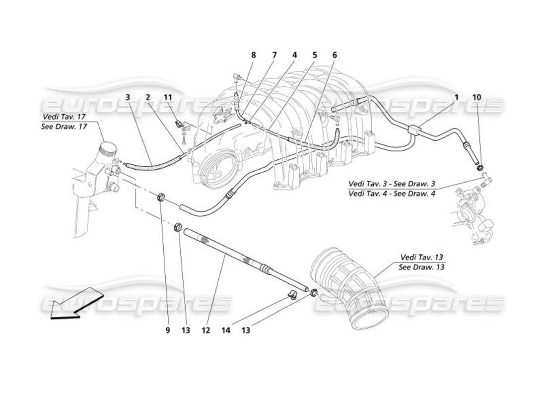 maserati 4200 spyder (2005) blow - by system part diagram