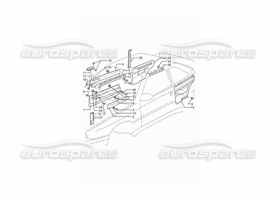 maserati ghibli 2.8 gt (variante) inner trims: panels part diagram