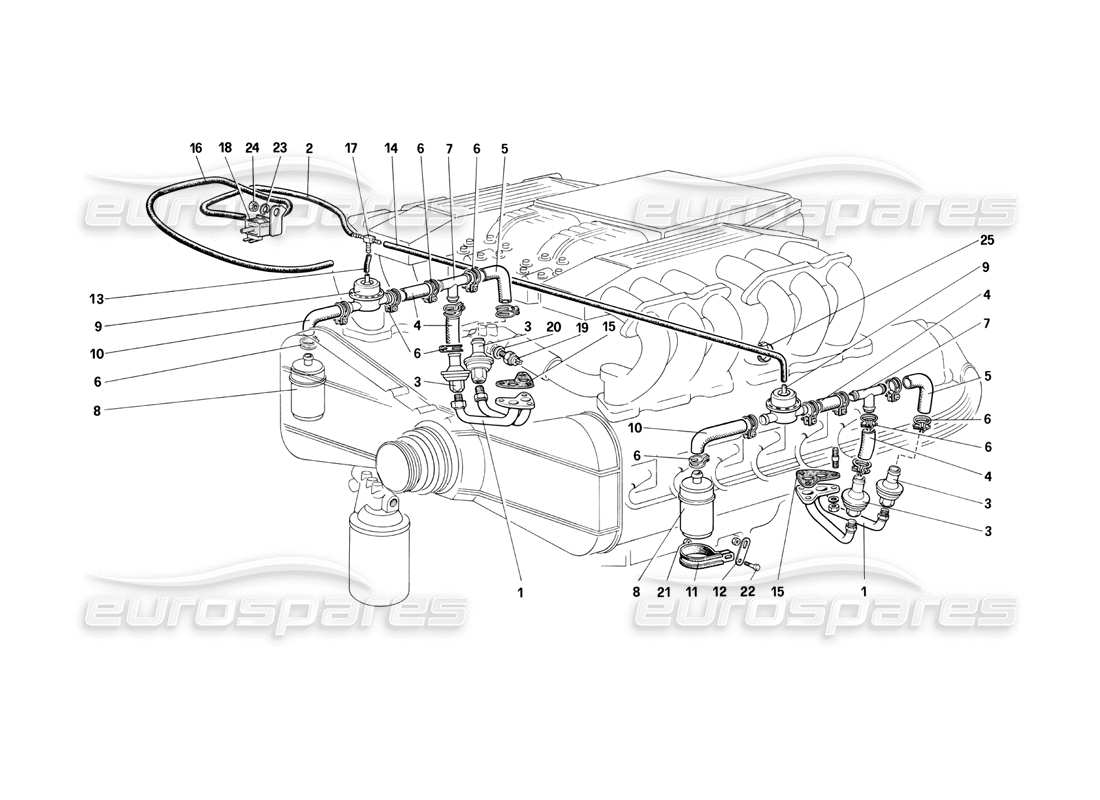 ferrari testarossa (1990) air injection and lines (for ch87 and cat) parts diagram