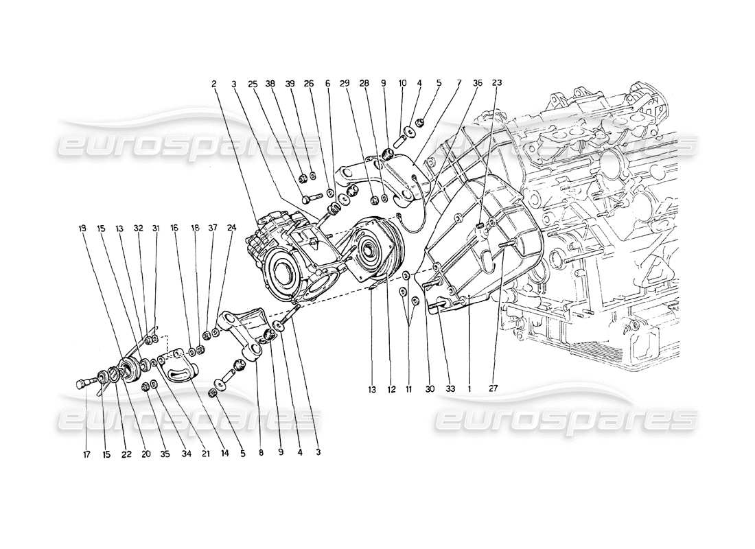 ferrari 208 gt4 dino (1975) air conditioning compressor and controls parts diagram