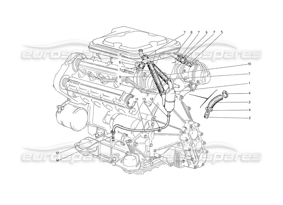 ferrari 208 gt4 dino (1975) blow - by system part diagram