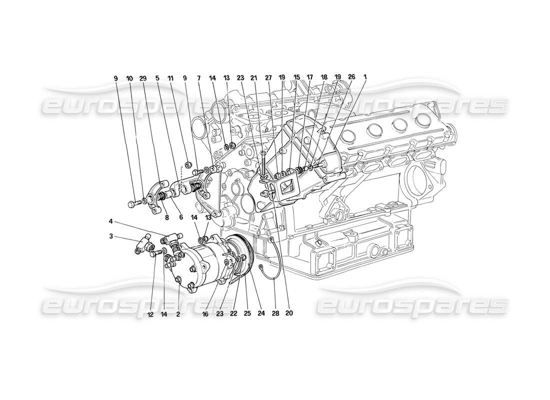 ferrari mondial 3.2 qv (1987) air conditioning compressor and controls part diagram