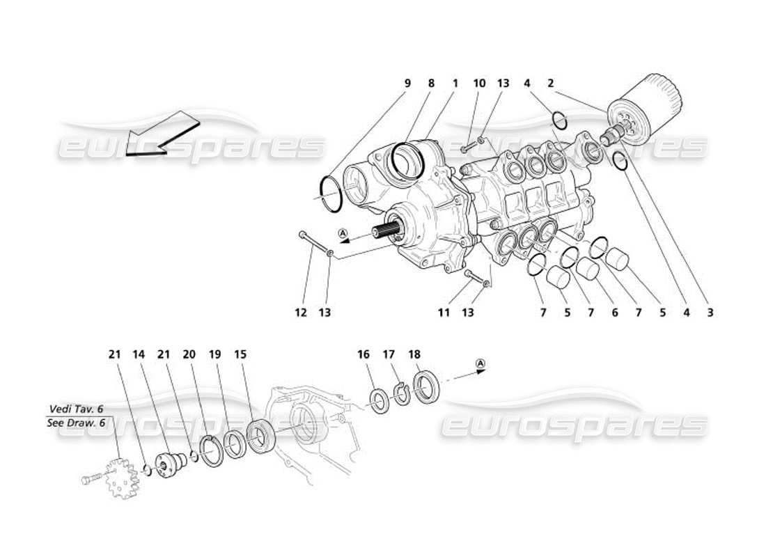 maserati 4200 spyder (2005) water-oil pump part diagram