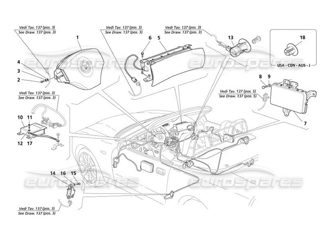 maserati 4200 spyder (2005) air-bags part diagram