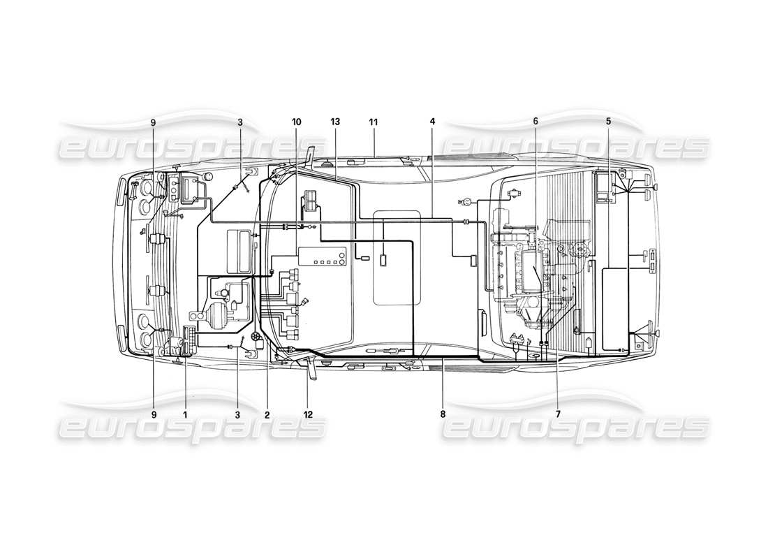 ferrari mondial 3.2 qv (1987) electrical system parts diagram