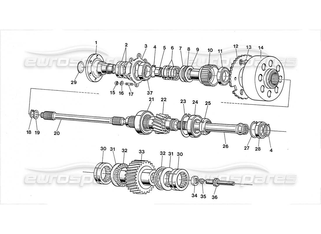 lamborghini lm002 (1988) transfer (1st. idle shaft) part diagram