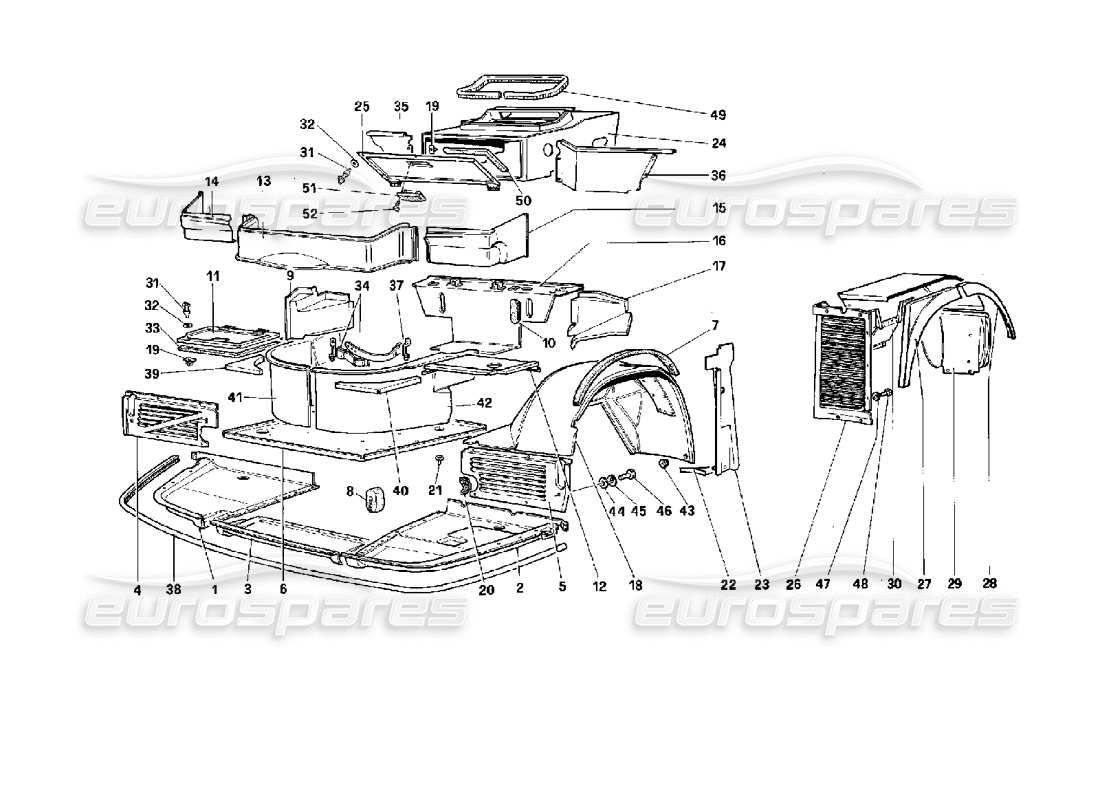 ferrari 512 tr body - internal components parts diagram