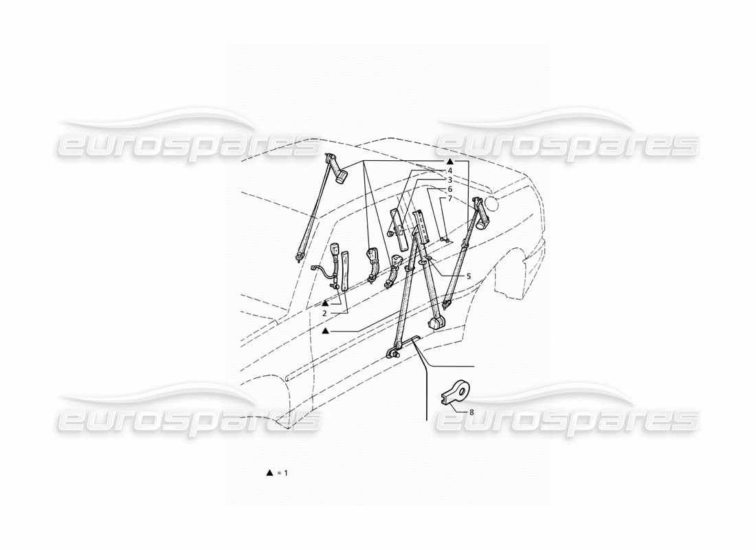 maserati ghibli 2.8 (abs) seat belts parts diagram