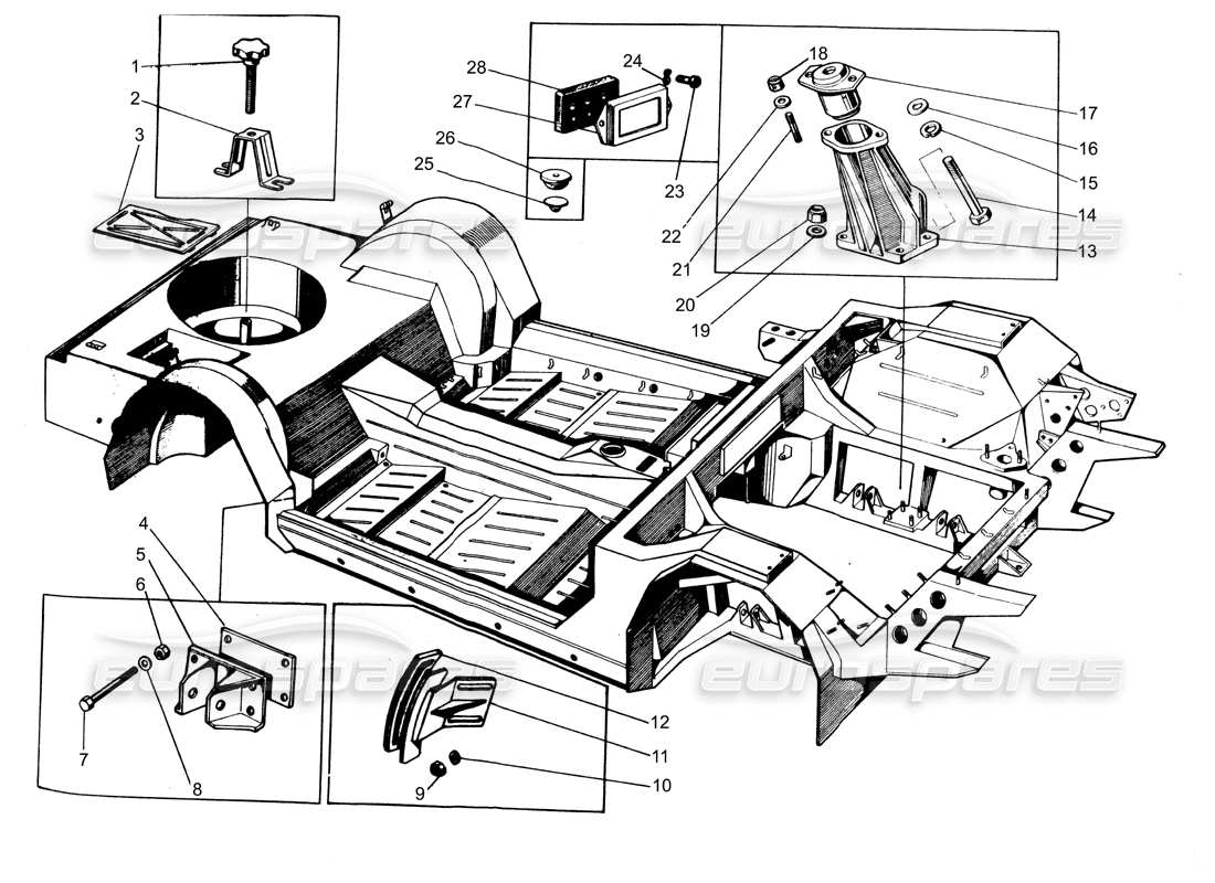 lamborghini espada chassis mountings ( 0 to 750) part diagram