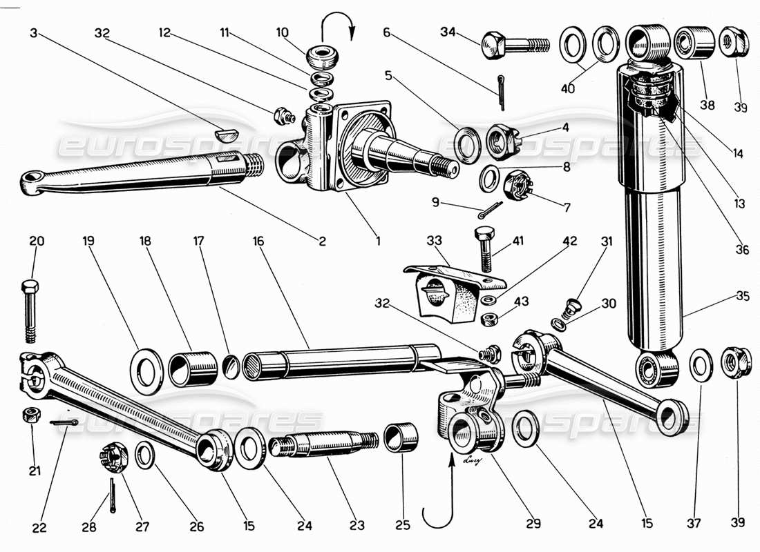 ferrari 330 gt 2+2 front wheel suspension upper arms parts diagram