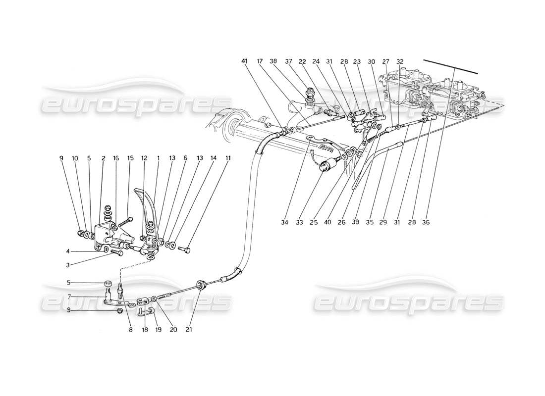 ferrari 208 gt4 dino (1975) throttle control part diagram