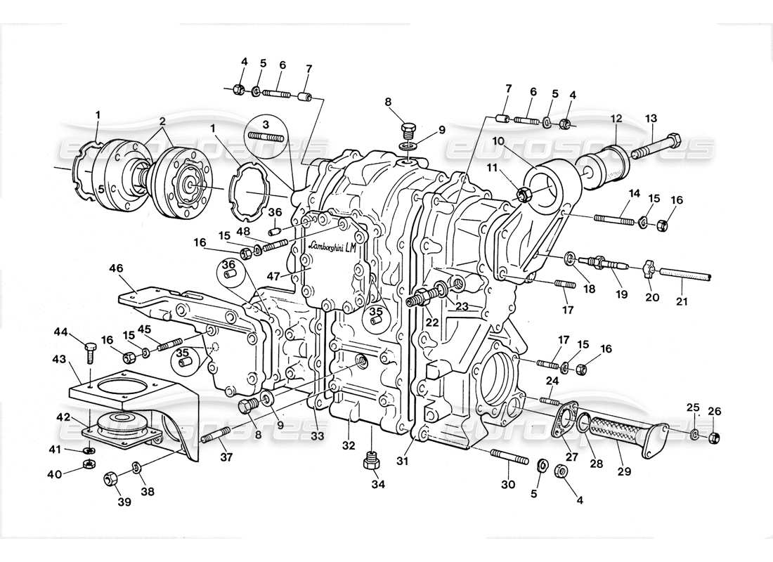 lamborghini lm002 (1988) transfer (castings) parts diagram