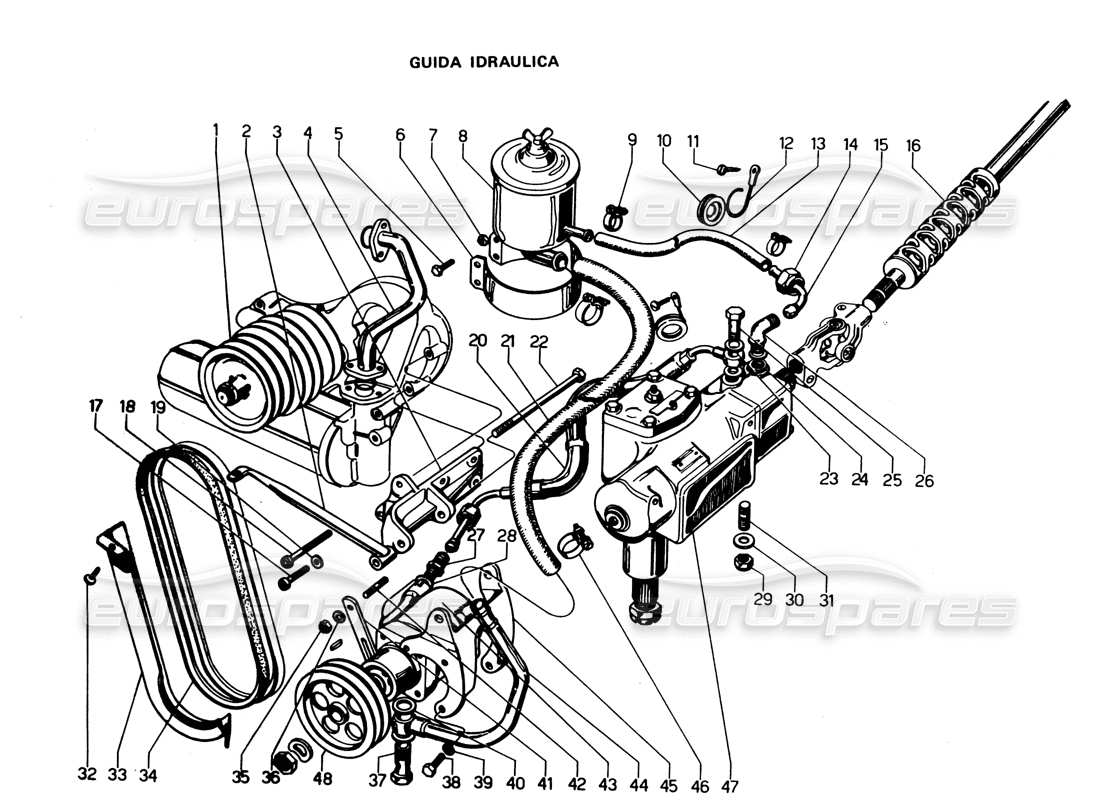 lamborghini espada power steering part diagram