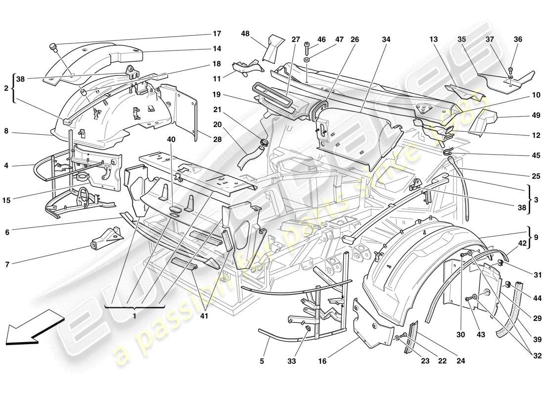 ferrari 575 superamerica front structures and components parts diagram