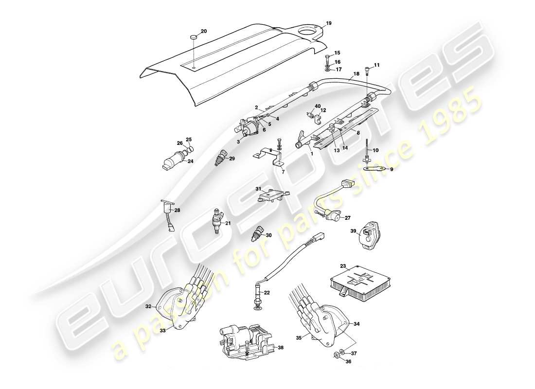 a part diagram from the aston martin v8 coupe (1999) parts catalogue