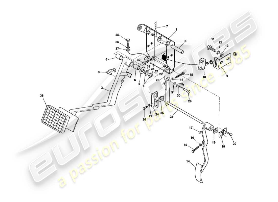 a part diagram from the aston martin v8 volante (1998) parts catalogue