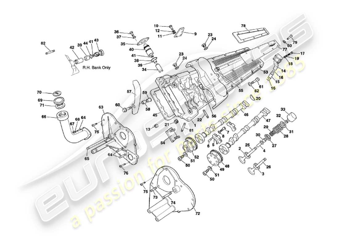 a part diagram from the aston martin v8 volante (2000) parts catalogue