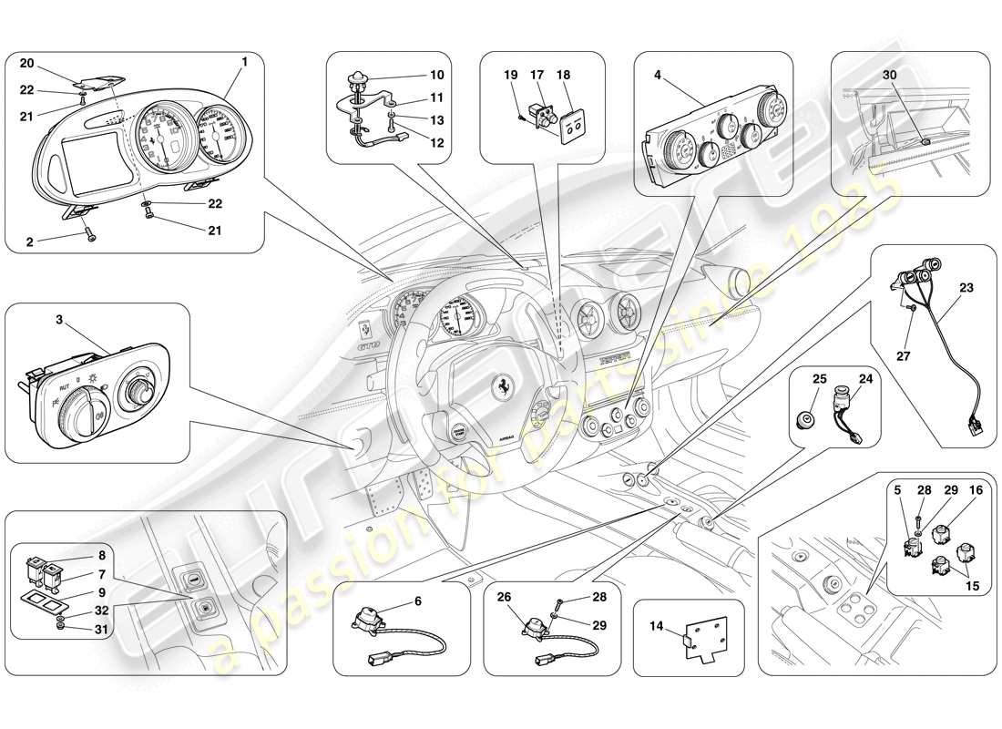 a part diagram from the ferrari 599 gto (europe) parts catalogue