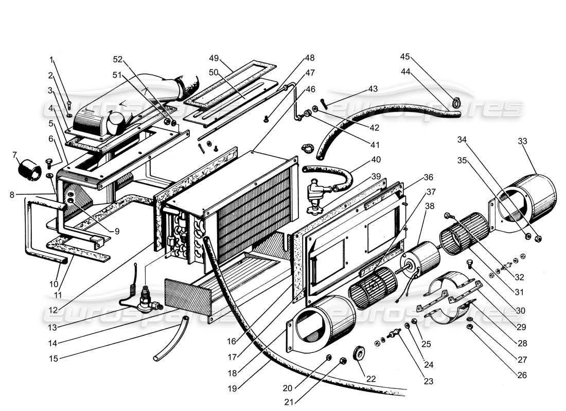 VIEW PARTS DIAGRAMS FROM THE LAMBORGHINI ESPADA PARTS CATALOGUE a part diagram from the lamborghini espada parts catalogue