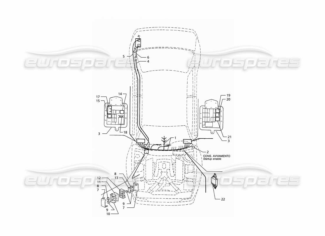 a part diagram from the maserati ghibli (1993-1995) parts catalogue