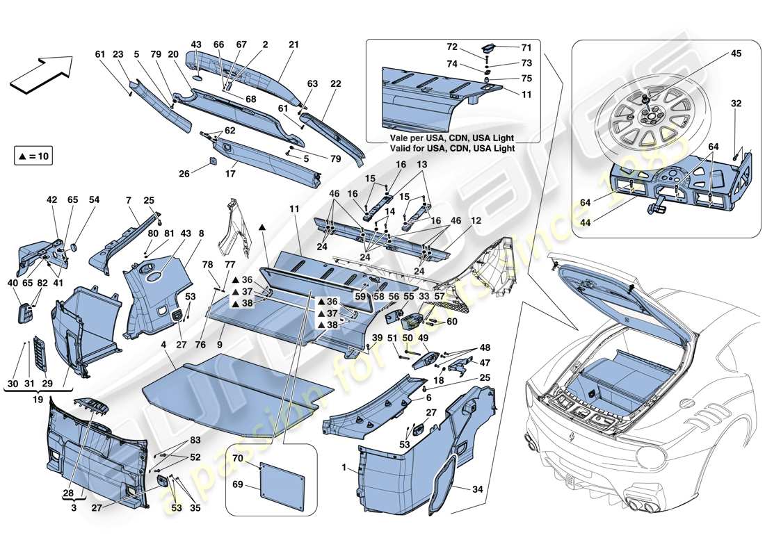 a part diagram from the ferrari f12 tdf (rhd) parts catalogue