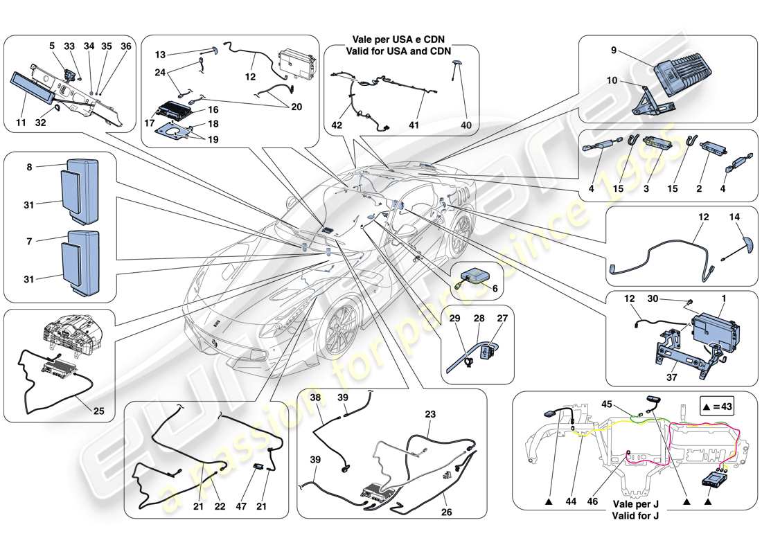 a part diagram from the ferrari f12 tdf (rhd) parts catalogue