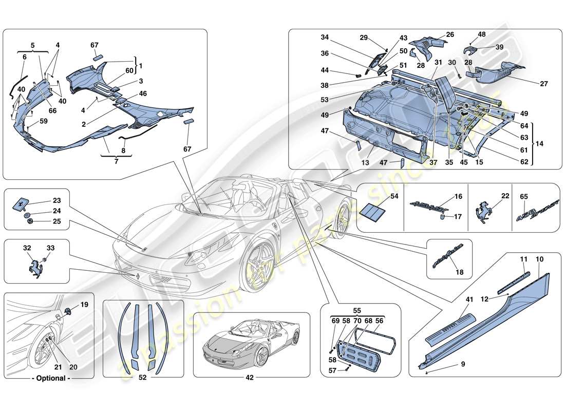a part diagram from the Ferrari 458 Spider (RHD) parts catalogue