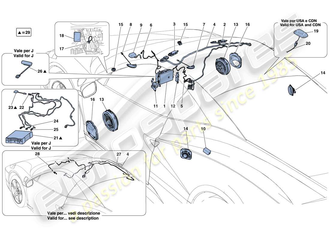 a part diagram from the ferrari 458 speciale (rhd) parts catalogue