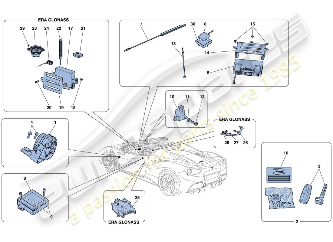 a part diagram from the ferrari 488 spider (rhd) parts catalogue