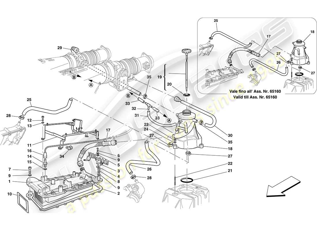 a part diagram from the ferrari f430 coupe (rhd) parts catalogue