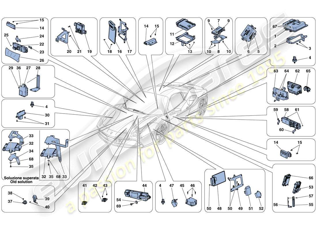 a part diagram from the ferrari 488 gtb (rhd) parts catalogue